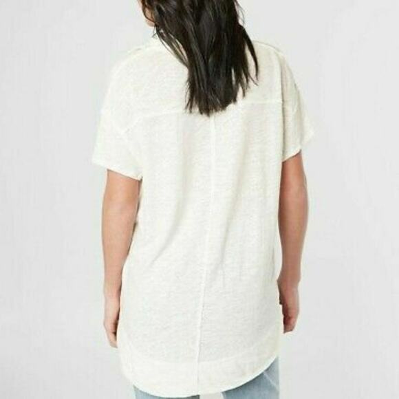 Free People The Posh Tee We The Free Collared Oversized V-Neck Baggy Shirt Tunic - Picture 11 of 11